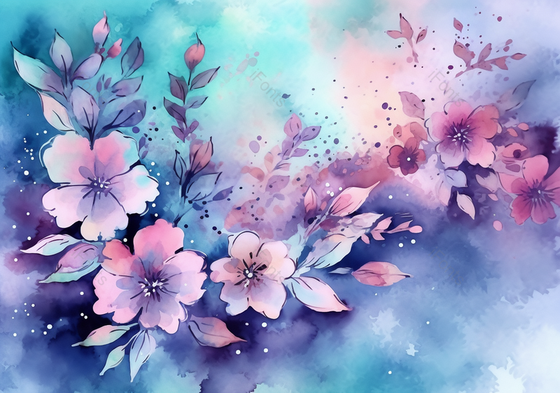 卡通水彩水粉碎花植物背景,插画/手绘图,插画/手绘图库,插画/手绘图下载,插画/手绘